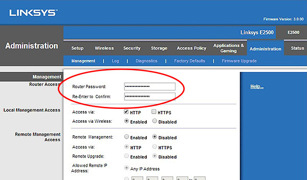 Linksys screenshot